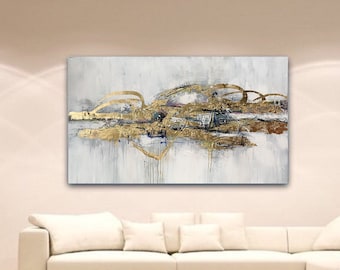 moderne Kunst, Gold abstrakte Kunst , große Leinwand Gemälde, großes Ölgemälde, abstraktes Bild, große Leinwand W65