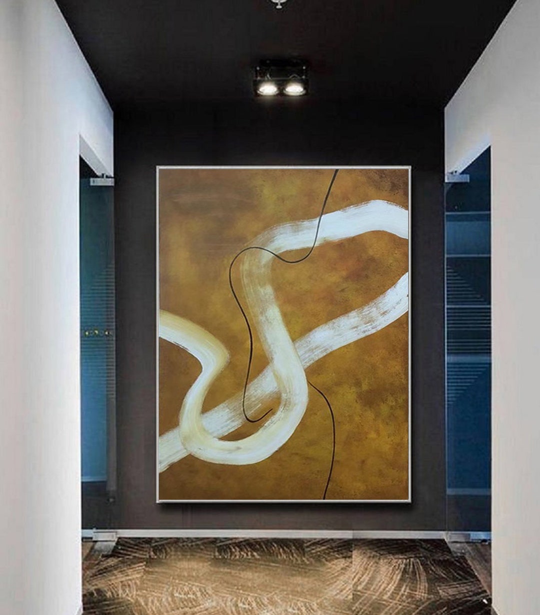 Very Yellow Painting Oil Painting on Canvas Oil Painting Canvas , Line Painting, Yellow Oil Art