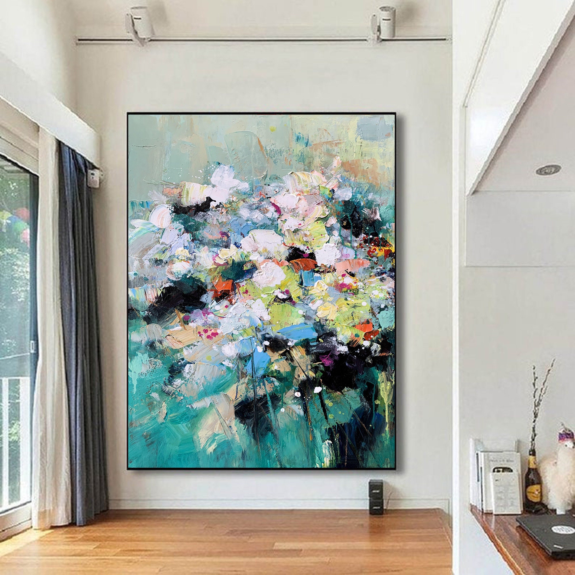 Extra Large Wall Art / Large Original Abstract Painting / Blue