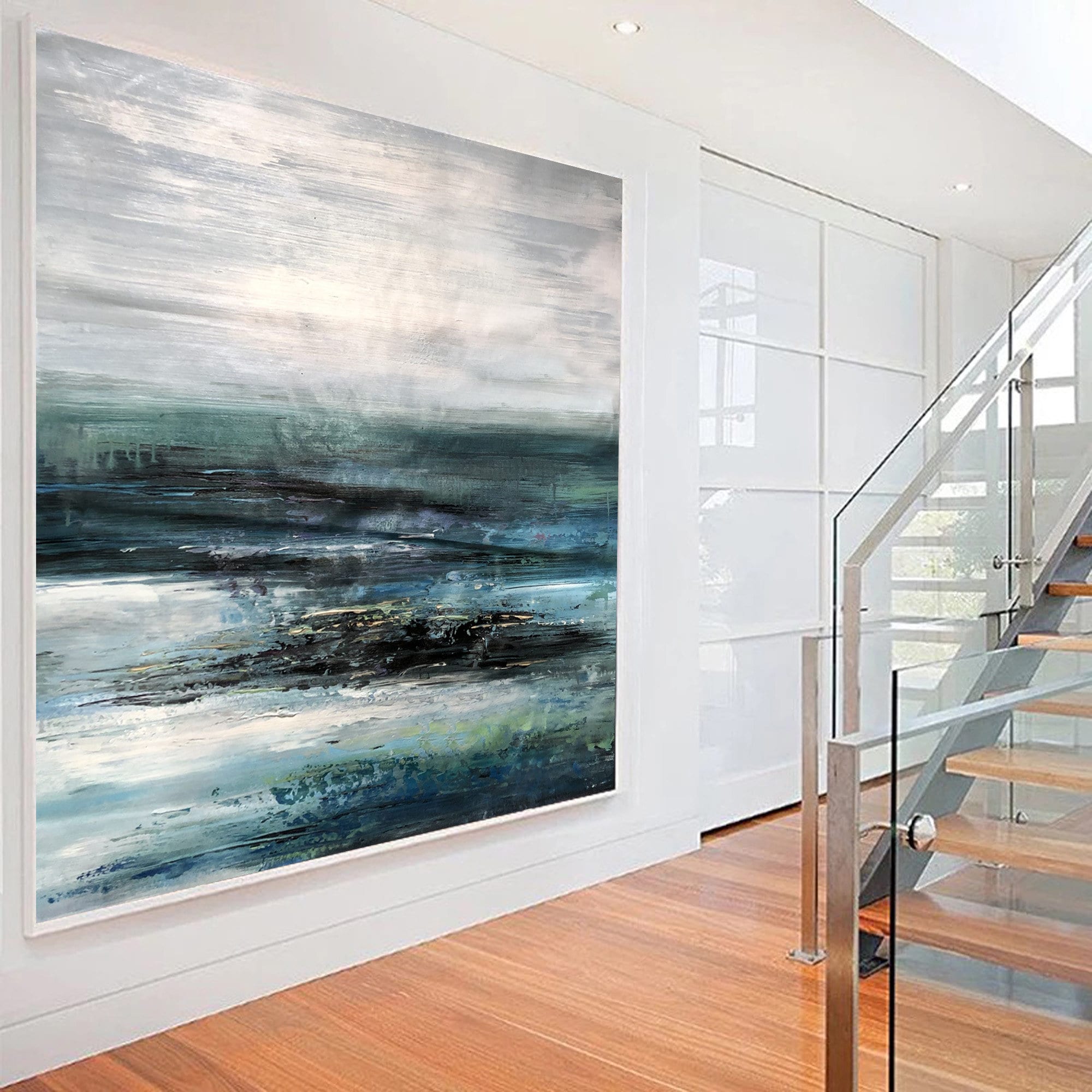 Blue Abstract Art Large Canvas Art Large Modern Art Extra - Etsy