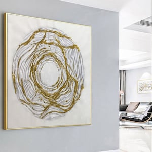 Gold Leaf Abstract Painting: Large Textured Wall Art