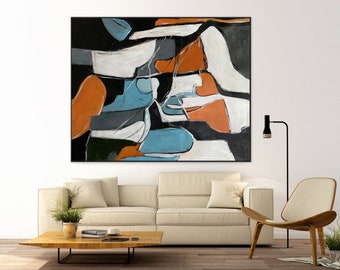 Large Abstract Painting: Minimalist Boho Wall Art
