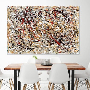 Large Jackson Pollock Style Oil Painting: Abstract Expressionism Art