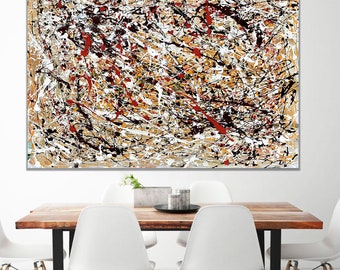 Jackson Pollock No 5 Abstract Oil Paint Re Print on Framed