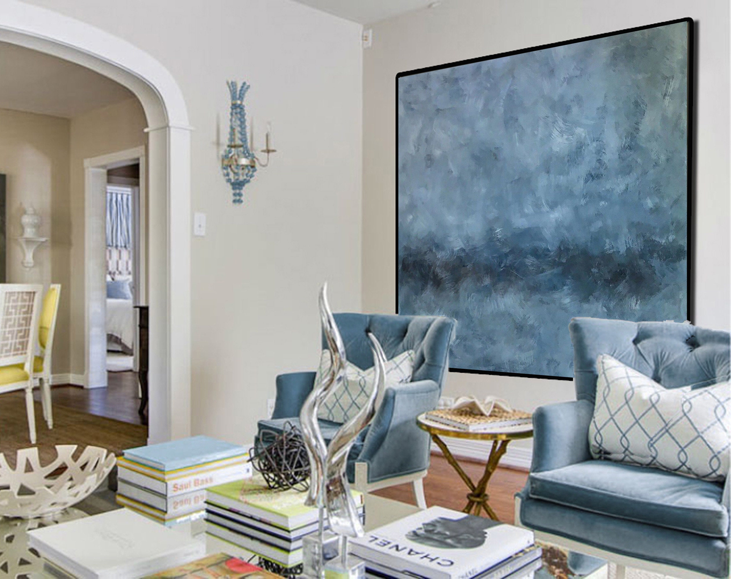 Original Blue Abstract Art , Extra Large Abstract Painting,abstract ...