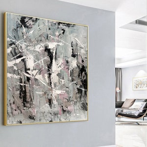black and white paintings, large canvas art for living room, large modern art, extra large wall art, Minimalist Painting, abstract art W11