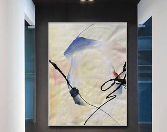Extra Large Abstract Canvas Painting: Modern Minimalist Wall Art