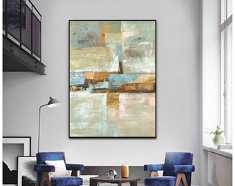 Grande dipinto a olio astratto minimalista - Arte murale originale con texture, arredamento moderno di grandi dimensioni W135