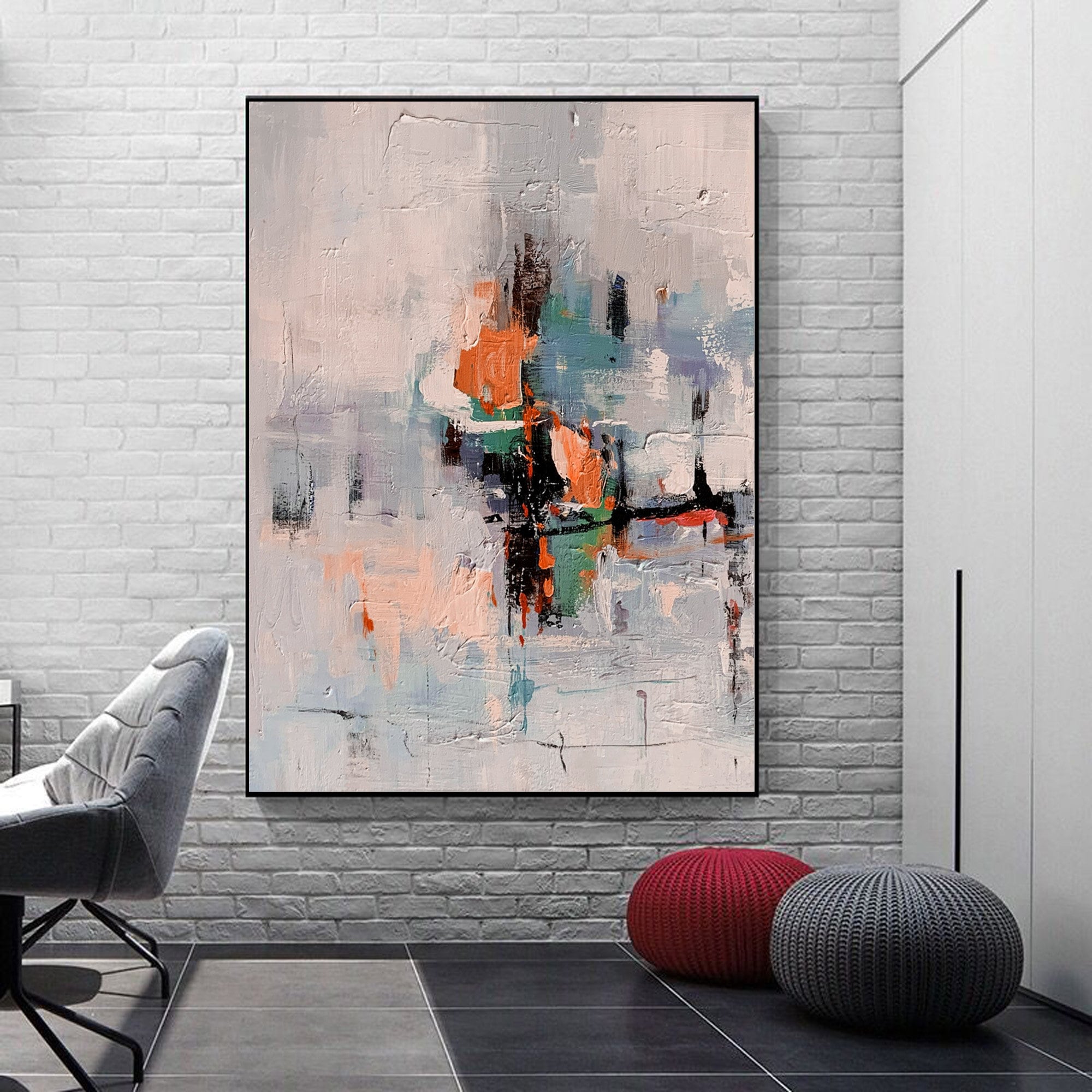 Colorful Abstract Oil Painting on Canvas Modern Art Extra - Etsy