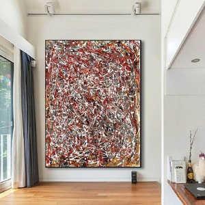 Abstract Painting Original Large Acrylic Canvas Wall Art, Modern Painting Wall Art on Canvas Red Art Expressionism Colorful Minimalist W191