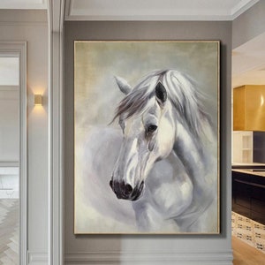 Large Abstract Horse Painting: Modern Oversized Canvas Wall Art