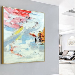 Original Abstract Painting, Minimalist Abstract Painting, Red White Painting, Large Abstract Painting, Abstract Art , Contemporary Painting