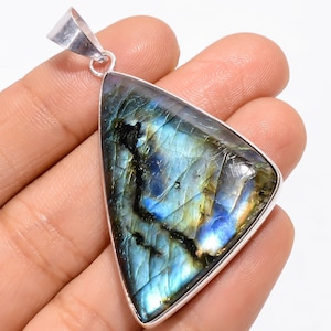 Beautiful Blue Fire Labradorite Pendant 925 Sterling Silver Pendant Statement Pendant Labradorite Gemstone Pendant Handmade Silver Jewelry