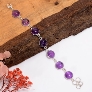 Amethyst Bracelet Amethyst Gemstone Handmade 925 Sterling Silver Bracelet Amethyst Bracelet For Gift Purple Amethyst Bracelet For Her