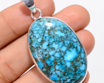 Magnesite Turquoise Gemstone Pendant, Blue Magnesite Jewelry, 925 Sterling Silver Pendant, Handmade Turquoise Pendant, DIY Statement Pendant