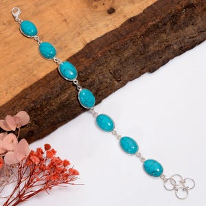 Turquoise Bracelet , 925 Sterling Silver Bracelet , Adjustable Bracelet , Gemstone Bracelet , Gift for Women , Boho Bracelet ,Silver Jewelry
