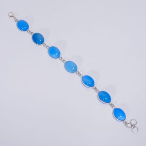 Blue Chalcedony  Handmade Bracelet Chalcedony Sterling Silver Jewelry Blue Stone Bracelet for Bridesmaid Faceted Gemstone Bracelet Gift