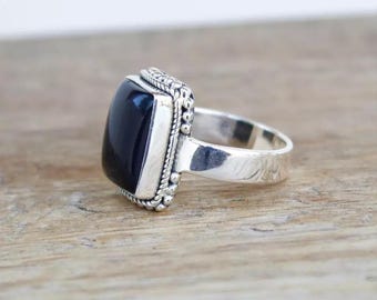 Sterling Silver Black Onyx Ring, Sterling Silver Ring Man