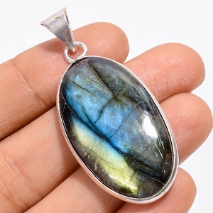 Labradorite Pendant 925 Sterling Silver Pendant Gemstone Pendant Blue Fire Labradorite Pendant Jewelry Statement Pendant Gift For Her