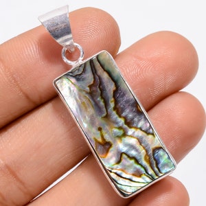Abalone shell Pendant, Blue Gemstone Pendant, 925 Sterling Silver Pendant, handmade Pendant Necklace, Jewelry For Her, Valentine&#39;s Day Gift