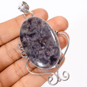 Iolite Pendant Necklace | 925 Sterling Silver | Designer Gemstone Pendant | Statement Bridesmaid Necklace Pendant | Wedding Gift