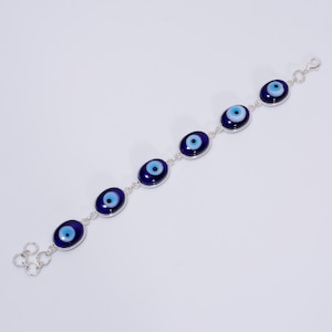 Bracelet mauvais oeil en argent sterling 925, bracelets de protection, bijoux d&#39;amitié, bracelet empilable oeil bleu Nazar, cadeau meilleur ami à la mode