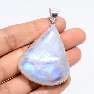 Rainbow Moonstone Pendant, Moonstone Silver Pendant, Pear Stone Pendant, 925 Sterling Silver Pendant, Gemstone Pendant, Long Pendant
