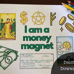 Money Manifesting / Color Page / Money Spell / Prosperity Magic / Attract Wealth / Intention Setting / Financial Abondance / Adult Coloring
