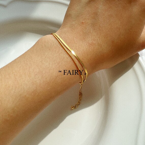 18k gold on sale herringbone bracelet