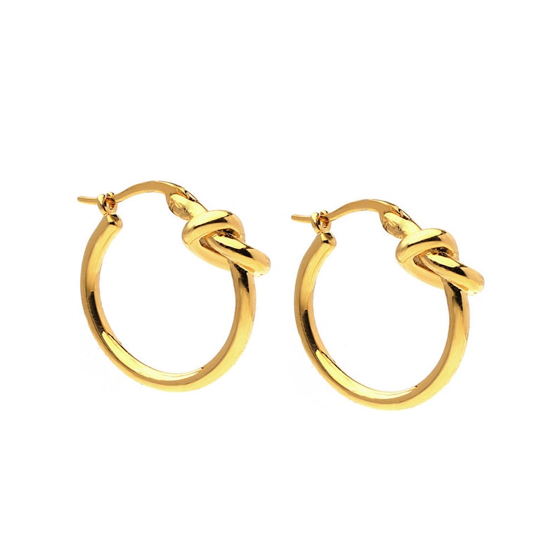 Knot 18k Gold Hoop Earringsminimalist Earrings Gold Hoop - Etsy
