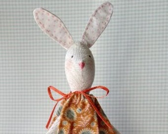 Girl Nursery Decor Soft Bunny, Rabbit Toy Baby Shower Gift, Mini Bunny Doll Vintage Style, Farmhouse country decor