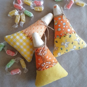 Halloween Candy Corn Bowl Filler Ornament, Candy Corn Plush, Halloween Tiered Tray Decor