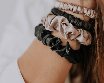 Hair Tiger 100% Maulbeerseide Medium Scrunchies für alle Haartypen, hypoallergen, sanft zum Haar, um Frizz, Verfilzungen und Bruch zu verhindern,