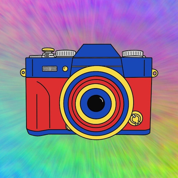 Primary Colors Camera Sticker // Red Yellow Blue Fujifilm X-T30 // Clear Vinyl 3" - Photography, Photographer, Kids Decor