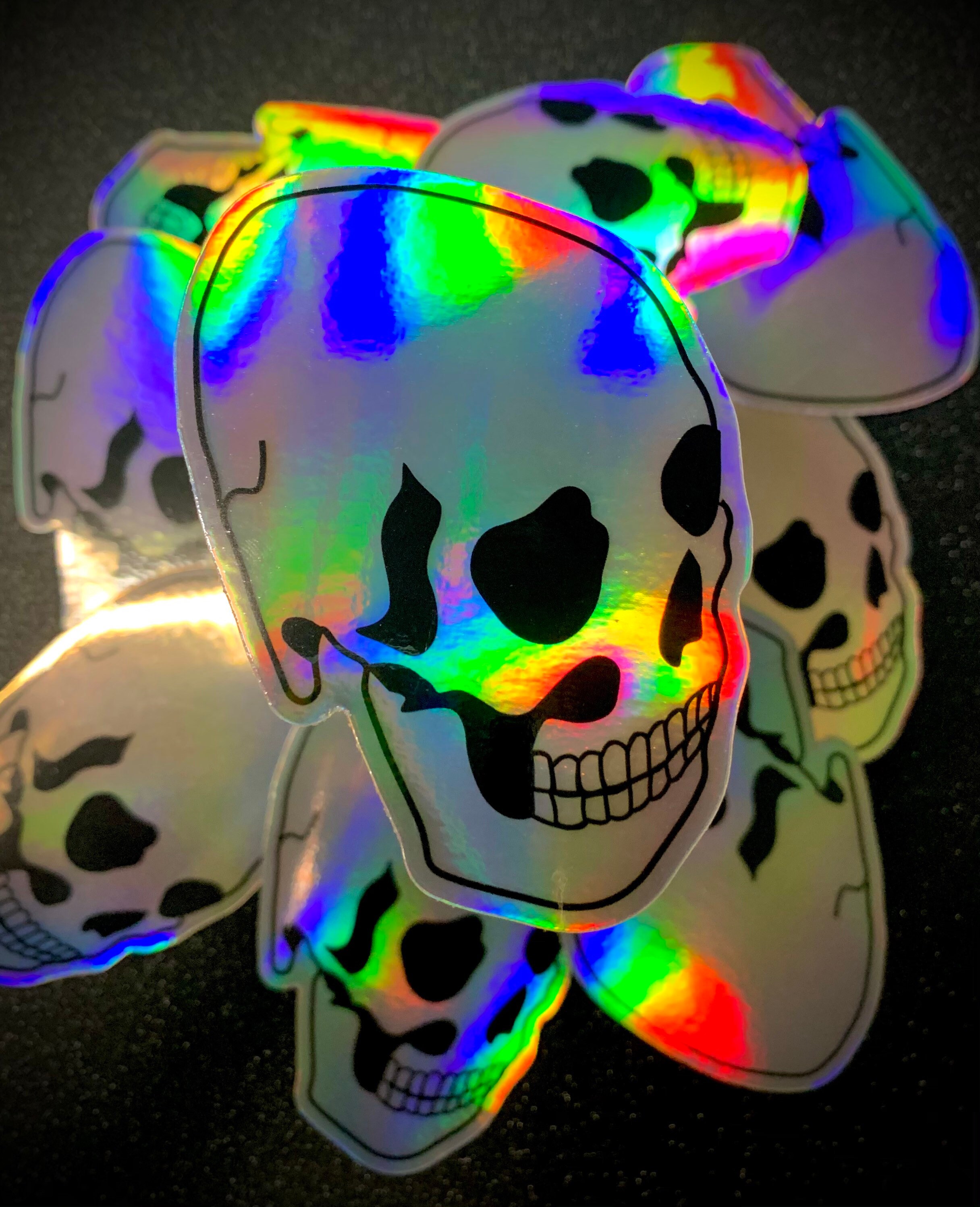Holographic Sticker Spooky Skull 2.44x3 | Etsy