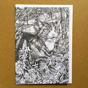 Biglietto con gatto, biglietto di auguri con gatto, biglietto di compleanno con gatto, biglietto d'arte, biglietto di ringraziamento, biglietto con gatto soriano, biglietto con interno vuoto, biglietto con ritratto di gatto a matita