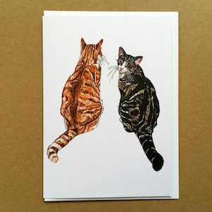Carte chat, Carte de voeux chat, Carte d'anniversaire de chat, Carte d'art, Carte de voeux aquarelle, Carte pour les amoureux des chats, Carte intérieure vierge, Carte Chat tigré