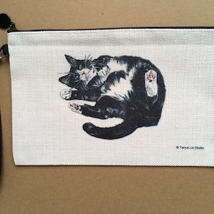 Large Cat Zipper Pouch, Tuxedo Cat Gift, Cat Jewellery Pouch, Black And White Cat Gift, Cat Lover Gifts, Cat Zipper, Cat Cosmetic Bag, Cats image 1