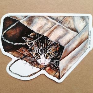 Cat Vinyl Sticker, Tabby Cat Vinyl Sticker, Cat Laptop Sticker, Cat Stickers, Watercolour Vinyl Cat Sticker, Large Stickers, Stickers