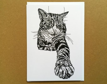 Cat Card, Cat Greeting Card, Cat Birthday Card, Fine Art Card, Notecard, Card For Cat Lovers, Blank Inside Card, Art Card, Cat Print