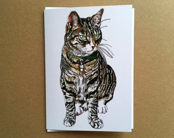 Tabby Cat Watercolour Greeting Card