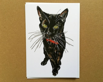 Black Cat Greeting Card, Blank Inside