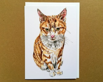 Ginger Cat Card, Blank Inside