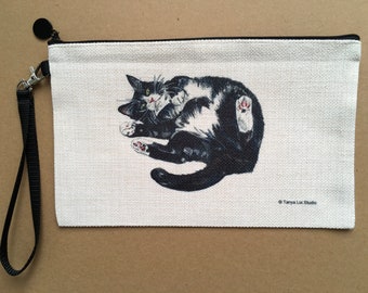 Large Cat Zipper Pouch, Tuxedo Cat Gift, Cat Jewellery Pouch, Black And White Cat Gift, Cat Lover Gifts, Cat Zipper, Cat Cosmetic Bag, Cats