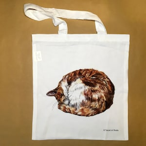 Lightweight Cat Tote Bag, Eco Friendly Tote Bag, Tote Bag For Cat lovers, Cat Book Bag, Ginger Cat Bag, Cat Shopping Bag, Cat Grocery Bag