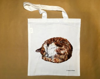 Lightweight Cat Tote Bag, Eco Friendly Tote Bag, Tote Bag For Cat lovers, Cat Book Bag, Ginger Cat Bag, Cat Shopping Bag, Cat Grocery Bag