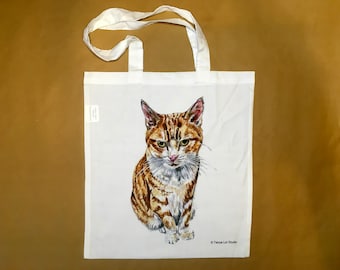 Lightweight Cat Tote Bag, Eco Friendly Tote Bag, Tote Bag For Cat lovers, Cat Book Bag, Fine Art Tote Bag, Cat Shopping Bag, Ginger Cat Tote