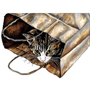 Kattenkaart, kittenkaart, kattenverjaardagskaart, kattenliefhebberskaart, kattenwenskaart, kaart Cyperse kat, kaart blanco binnenkant, kunstkaart, katten, memo's