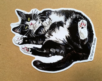 Tuxedo Cat Vinyl Sticker, Black And White Cat Vinyl Sticker, Tuxedo Cat Laptop Sticker, Cat Vinyl Sticker, Tuxedo Cat Sticker, Tuxedo Cat