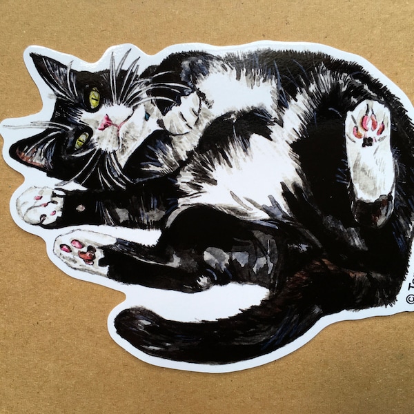 Tuxedo Cat Vinyl Sticker, Black And White Cat Vinyl Sticker, Tuxedo Cat Laptop Sticker, Cat Vinyl Sticker, Tuxedo Cat Sticker, Tuxedo Cat